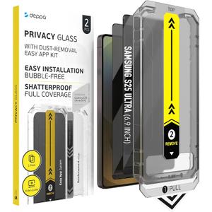 Deppa [2 Pack Privacy Tempered Glass for Samsung Galaxy S25 Ultra 6.9" | Anti-Spy Screen Protector | Fingerprint Unlock | Full Coverage | Bubble-Free Installation