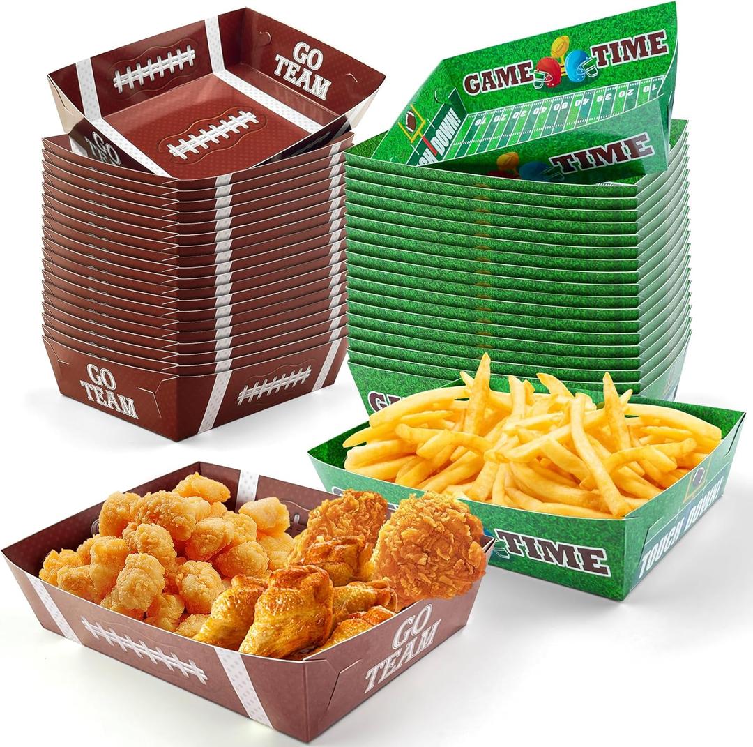 OHOME Football Party Supplies - 40 Pack Super Game Bowl Party Decorations 2026 | Football Plates Disposable Trays for Football Party Favors - Football Accessories Decor for Birthday Party