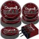 gisgfim 50 Guests Graduation Party Plates Napkins Maroon 2026 Congrats Grad Tableware Set Class of 2026 Party Supplies Disposable Plates Napkins Forks for Grad Party Decorations