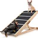 Dog Ramp for Bed - Extra Wide 17, Non-Slip Rubber Surface Excellent Traction, Pet Ramp for Dogs to Get on High Couch Car, Hold up to 200lb, Adjustable, Foldable (large,Brown)