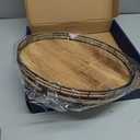 12" Lazy Susan Oak Wood Turntable Organizer for Cabinet, Farmhouse Round Wooden Lazy Susan Organization and Storage for Dining Table, Pantry, Kitchen, Bathroom, Countertop, Cupboard, Home Decor (Brown & Black)