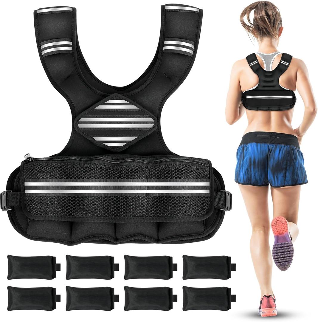 35lb/45lb Weighted Vest Men , Adjustable Rucking Vests for Walking with Reflective Stripe, 1.2" Ultra Thick Shoulder Padding Strength Training Workout Vest for Running GYM Home, Detachable Iron Weights