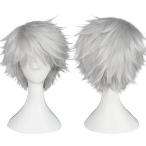 BESTBEL+Hair Cap Short Sliver Wig Sliver Short Wig for Men Short Messy Wig Synthetic Anime Hair for Halloween Cosplay Mens Cosplay Outfit for Costume Party