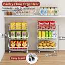 3-Tier Rolling Pantry Cart with Wheels, Stackable Wire Storage Floor Organizer for Kitchen Pantry Snack Shelves, Fruit Basket Stand, Vegetable Storage Rack for Food Snacks Onion Potato, White