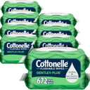 Cottonelle GentlePlus Flushable Wet Wipes with Aloe & Vitamin E, 16 Flip-Top Packs, 42 Wipes Per Pack (672 Total Wipes), Packaging May Vary