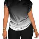 PINSV Women 2 Piece Outfits Summer Sweatsuits Biker Short Workout Jogger Sets 2 XL, Color: Black Gradient