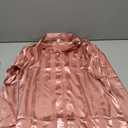 Satin Pajama Set – Christmas Red & Pink Striped PJs for Women & Men, Long Sleeve Button-Up Top with Pants, L