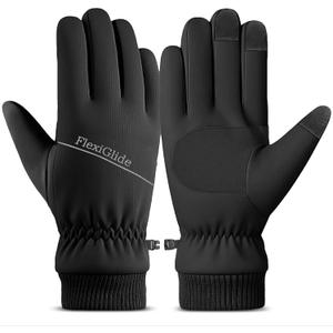 Winter Waterproof Ski Gloves Men Women, Snow Warm Cycling Cold Weather, Driving Biking Running (Black)