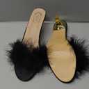 Women Sexy Slipper Cute Fuzzy Heels Furry Kitten Heels for Lingerie Wedding Birthday (8.5, Black)
