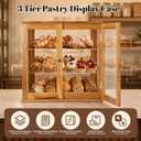 Countertop Pastry Display Case, 3-Tier Acacia Wood Bakery Display Case with Acrylic Doors, Bread & Food Display Case for Coffee Shop, Kitchen Counter, Large