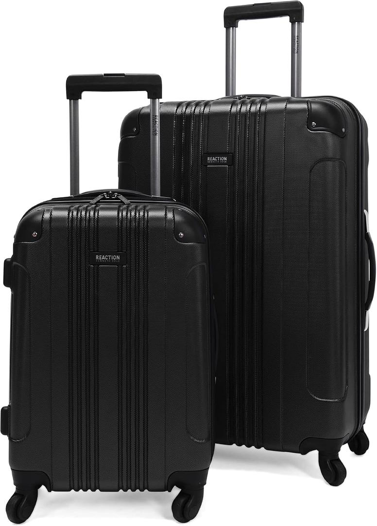Kenneth Cole REACTION Out of Bounds Lightweight Hardshell 4-Wheel Spinner Luggage, Midnight Black, 2-Piece Set (20" & 28")