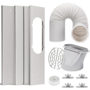 HOXHA Air Conditioner Window Vent Kit Universal Adjustable Window Kit with 5.9 Diameter 59 Length Exhaust Hose for AC Unit, AC Seal Panel for Horizontal&Vertical Window