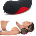 Bespilow Patented Dual-Layer Cervical Neck Roll Pillow-Comfort Top + Firm Memory Foam Base,Ergonomic Contour Support,Cooling Breathable Case- Relieves Neck Pain from Office,Travel,Sleep& Poor Posture (Black&red)