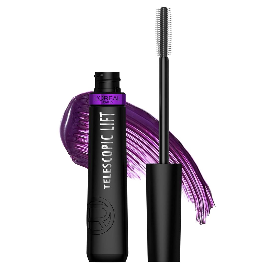 L'Oreal Paris Telescopic Lift Colored Mascara, Lengthening and Volumizing Eye Makeup, Lash Lift with Up to 36HR Wear, Washable, Galactic Purple Mascara, 0.33 Fl Oz