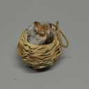 3D Forest Animals Ornaments for Christmas Tree Woodland Furry Animal Ornament Handmade Bird Nest with Plush Animal for Xmas Tree Faux Fur Animals Hanging Decoration (5" Nest & Brown Squirrel)