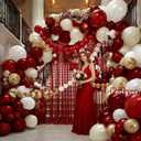 Red White Gold Balloon Arch Double Stuffed Burgundy Pearl White Sand Gold Balloon Garland Kit Red Linking Balloons Fringe Curtain for Birthday Bridal Shower Wedding Engagement Anniversary Party Decor