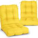 EAGLE PEAK Tufted Outdoor/Indoor Seat/Back Chair Cushions, Set of 2, 42'' x 21'', Yellow
