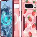 2 x for Google Pixel 8 Pro Case - Compatible with MagSafe Women Girls Cute Magnetic Protective Cover Girly Kawaii Strawberry Heavy Duty Shockproof Design for Google Pixel 8 Pro Phone Cases
