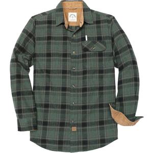 Dubinik Mens Flannel Shirts Long Sleeve Flannel Shirt for Men Casual Button Down Brushed 100% Cotton Shirt (X-Large, Dark Green)
