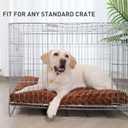 KSIIA Washable Dog Bed Deluxe Plush Dog Crate Beds Comfy Kennel Pad Anti-Slip Pet Sleeping Mat for Large, Jumbo, Medium, Small Dogs Breeds, 35" x 23", Brown