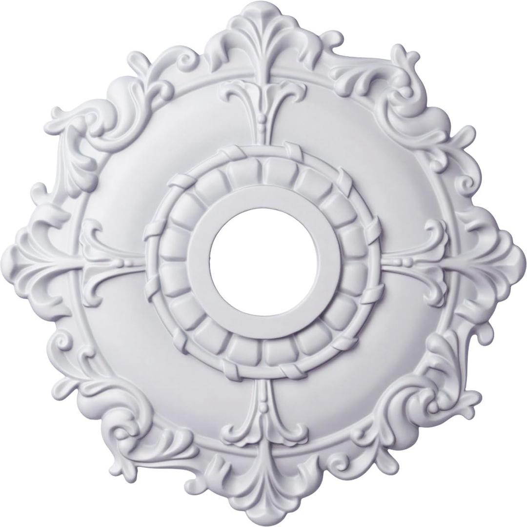 Ekena Millwork CM18RL 18-Inch OD x 3 1/2-Inch ID x 1 1/2-Inch Riley Ceiling Medallion (Primed)