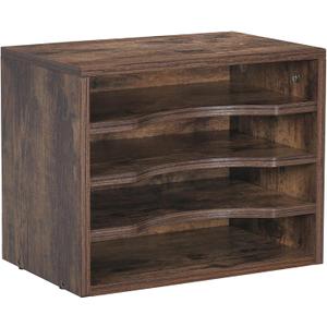 Snughome Vintage Wood File Organizer Desktop, 13.4 Document Letter Mail Tray Sorter with 3 Adjustable Shelves, Wooden Desktop Paper File Sorter Holder for School Home Office Supplies (13.4L x 9.1W x 10.6H, Rustic Brown)