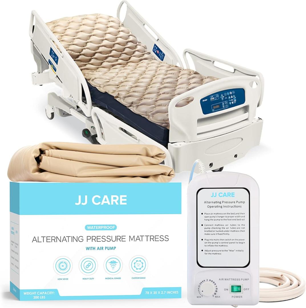 JJ CARE Alternating Pressure Mattress - 79"x35" Comfortable Hospital Bed Mattress Topper with Electric Pump - Pressure Relief Mattress Topper for Bedridden People's Bed Sores