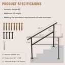 Hand Rails for Outdoor Steps,3-4 Step Railing for Stairs,Adjustable Porch Railing,Hand Rails for Seniors,Outdoor Deck Handrails for Exterior Steps,Black