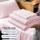 Twin XL Size 3 Piece Sheet Set - Comfy Breathable & Cooling Sheets - Hotel Luxury Bed Sheets for Women & Men - Deep Pockets, Easy-Fit, Soft & Wrinkle Free Sheets - Lavender Pink Oeko-Tex Bed Sheet Set