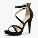 Allegra K Women's Strappy Platform Stiletto Heels Sandals Size 7, Black