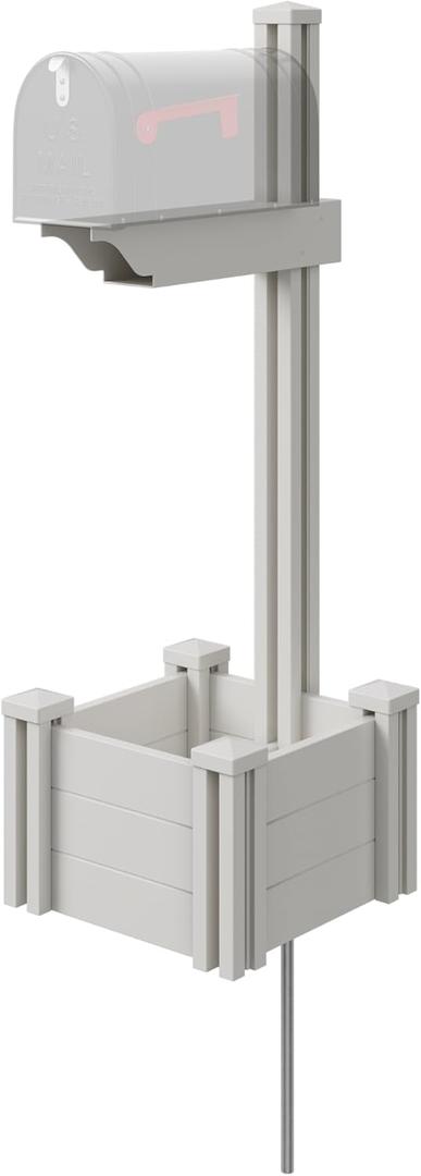 4.5ft H (1 Post w/Planter) No Dig Zippity Majestic Mailbox Post with Planter Box, White Vinyl Post for Mailboxes for Outside, Decorative Post w/Flower Box, Architectural Post for Mailboxes, ZP19027