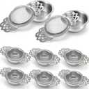 8 Pack Stainless Steel Tea Drain Strainer, Tea Filter Mesh, Teas Drip Bowls, Teapot Strainer With Petal Handles Teas Divider Sliver Small Fine Mesh Strainers for Loose Juice Coffee