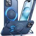 Anqrp 360 All-in-ONE Stand Case for iPhone 15 Case with Rotatable Magnetic Kickstand Ring Holder, Compatible with MagSafe, MIL-Grade Shockproof iPhone 15 Phone Case Cover 6.1" Blue