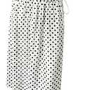 Tankaneo Womens Polka Dot Maxi Skirts Boho Smocked High Waisted Tie Skirt Casual Beach Vacation Dress (White, S)
