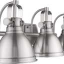 Emliviar 3-Light Bathroom Vanity Light Fixture, Brushed Nickel Finish with Metal Shade, 4054S