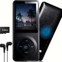 128GB MP3 Player,with Bluetooth 5.2, Music Player with Built-in HD Speaker, Voice Recorder, HiFi Sound, E-Book, Earphones Included-A