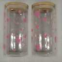 2 Pcs Valentine's Day Glass Cups 16 oz Color Changing Cups with Lids & Straws Iced Coffee Tumbler Drinking Mug with Printed love you Red Heart for Galentines Couple Wedding Anniversary Birthday Gifts