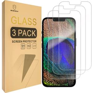 Mr.Shield Screen Protector Compatible For iPhone 13 / iPhone 13 Pro [6.1 Inch] [Easy Face Unlock Version] Tempered Glass Screen Protector [9H Hardness - 2.5D Edge] [3 Pack]