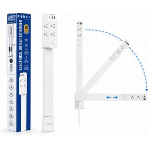 Electrical Outlet Extender Stick with Surge Protection, 6 AC Outlets & 4 USB Ports, Adjustable 24"-36" Outlet Extender Stick with 180° Rotating Flat Plug for Bedroom, Couch, Desk & Dorm