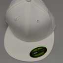 Flexfit Mens 210 Fitted Flat Bill Cap Hat (Small-Medium, White)