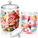 Nuogo  Plastic Candy and Cookie Jar Plastic Jars with Lids Clear Apothecary Candy Buffet Containers Wide Mouth Airtight Food Storage Canister Home Decoration