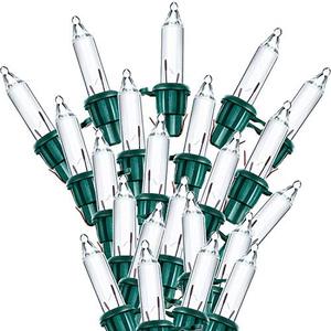 Mudder 100 Count Christmas Tree Lights Replacement Bulbs Mini Incandescent Christmas Lights 2.5v 0.425 Watt Warm Prelit Xmas Tree Decoration(Green Base with Warm White Bulb)