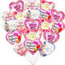KIPETTO Happy Mother's Day Balloons 20Pcs 18inch Aluminum Foil Balloons Heart Balloons for Mother's Day Birthday Party Decorations