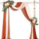 DearHouse 3 Panel Wedding Arch Draping Fabric, 29.5" x18Ft Pearl Fabric Drapes for Wedding Sheer Backdrop (Champagne+Terracotta+Caramel)