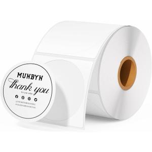 MUNBYN 2 Inch Circle Thermal Sticker Labels, Self-Adhesive Round Direct Thermal Labels, Multi-Purpose Roll Thermal Stickers for Business, 3000 Sheets/3Rolls