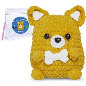 Crochet Kit for Beginners Kids- Puppy Dog Crochet Animal Kit with Step-by-Step Video Tutorials, Crochet Starter Kits for Adults Kids, Dog Crocheting Set
