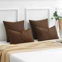 FUTEI Coffee Chenille Decorative Throw Pillow Covers 18x18 Inch Set of 2,Soft Chenille Jacquard Textured Cushion Case,Modern Home Decor for Couch Living Room