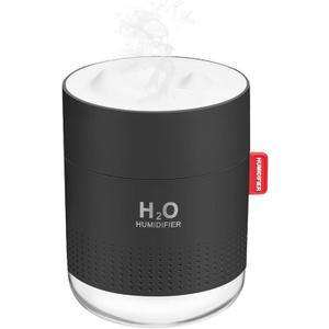 Portable Mini Cool Mist Humidifier, 500ml USB Personal Desktop Humidifier for Baby Bedroom Travel Office Home, Auto Shut-Off, 2 Mist Modes, Super Quiet (Black)