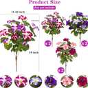 6 Bundles Artificial Petunias for Outdoors, UV Resistant Faux Silk Fake Flowers, Realistic Faux Plants for Spring Summer Decor, Garden, Planter, Front Door, Porch, Patio, Yard, Balcony, Home