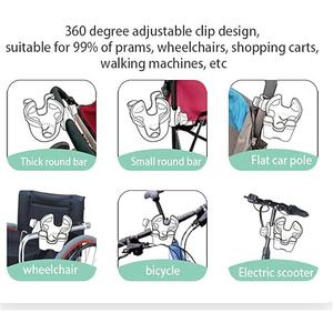 Stroller Cup Holder 2 in 1 Phone & Bottle Holder with Anti-slip Pad Universal Cup Holder Rack for Buggy with Adjustable Clamp